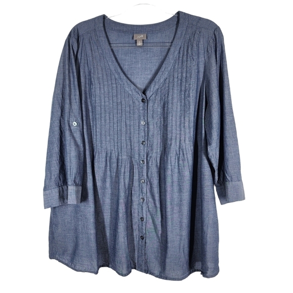 J. JILL BUTTON FRONT V-NECK TOP - Picture 3 of 8